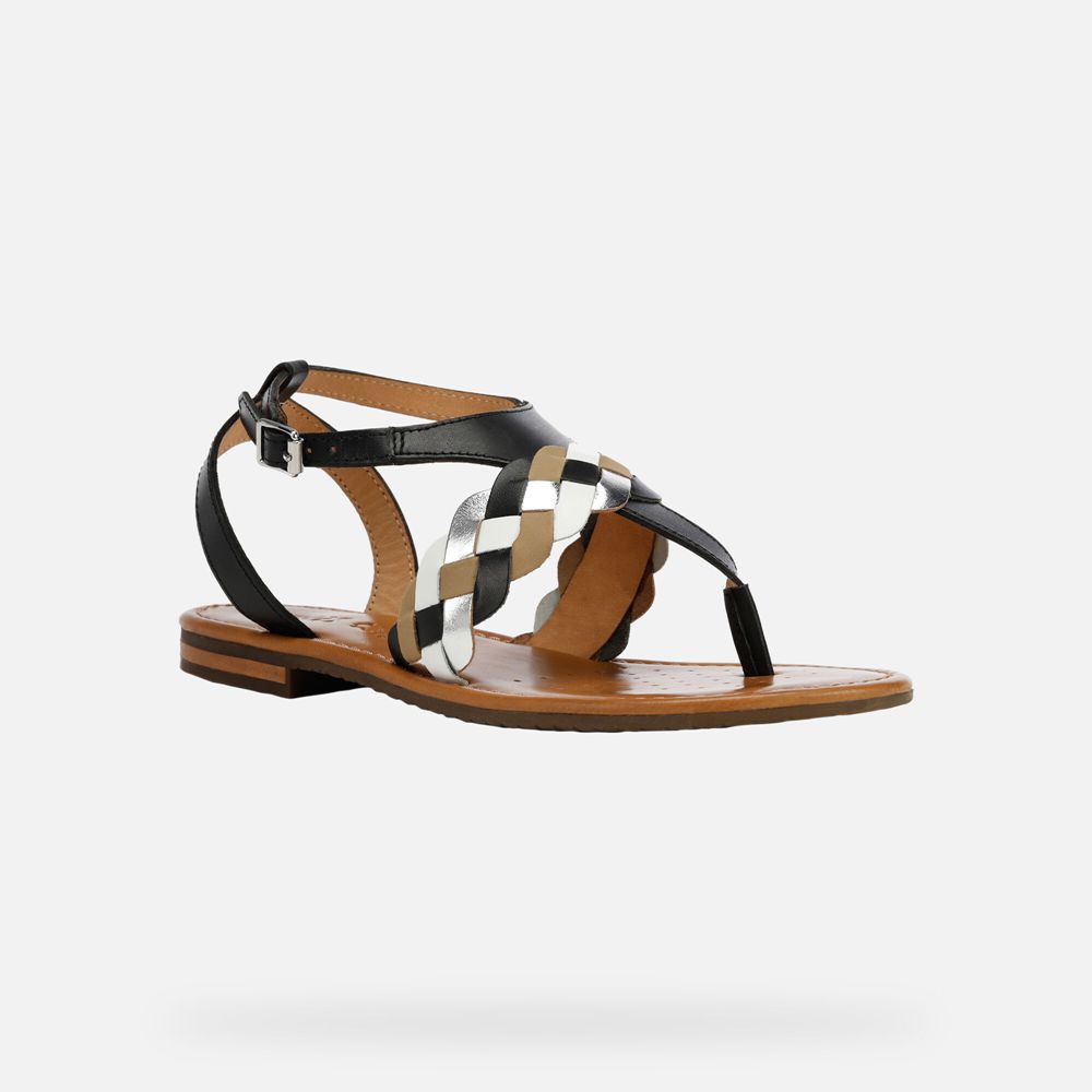 Sandalias Geox Senhora Pretas/Prateadas - Sozy - VGOWC1087